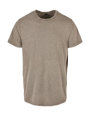 Build Your Brand Acid Washed Round Neck Tee, Dark Khaki, S bedrucken, Art.-Nr. 109397321
