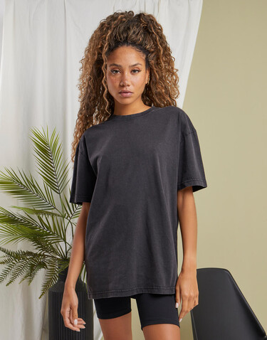 Build Your Brand Ladies Oversized Acid Wash, Black, L bedrucken, Art.-Nr. 110391013