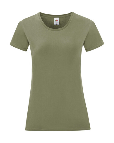 Fruit of the Loom Ladies` Iconic 150 T, Classic Olive, S bedrucken, Art.-Nr. 112015333