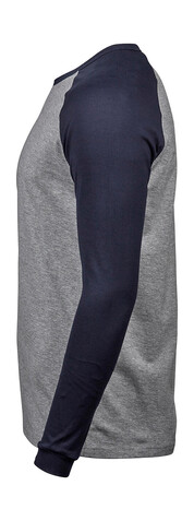 Tee Jays Baseball Tee Long Sleeve, Heather/Black, XL bedrucken, Art.-Nr. 116541595