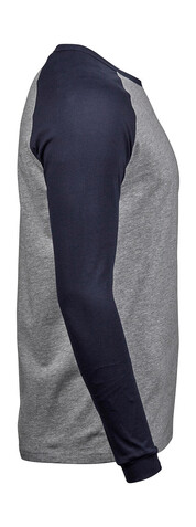 Tee Jays Baseball Tee Long Sleeve, Heather/Black, XL bedrucken, Art.-Nr. 116541595