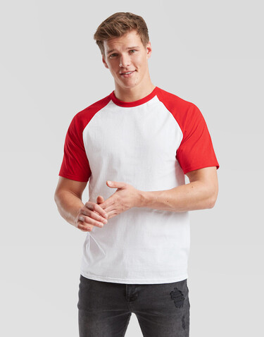Fruit of the Loom Valueweight Baseball T, White/Red, XL bedrucken, Art.-Nr. 117010546