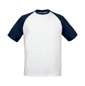 B &amp;amp; C T-Shirt Base-Ball, White/Navy, S bedrucken, Art.-Nr. 117420523