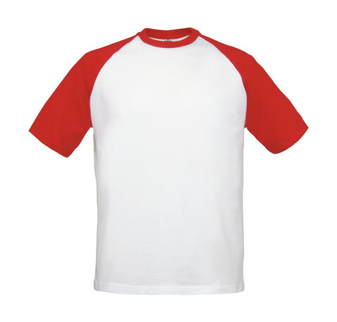 B &amp; C T-Shirt Base-Ball, White/Red, XL bedrucken, Art.-Nr. 117420546