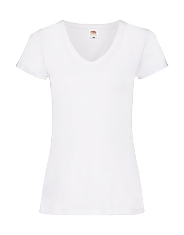 Fruit of the Loom Ladies` Valueweight V-Neck T, White, XS bedrucken, Art.-Nr. 129010002