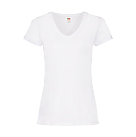 Fruit of the Loom Ladies` Valueweight V-Neck T, White, XS bedrucken, Art.-Nr. 129010002