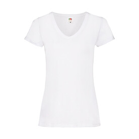Fruit of the Loom Ladies` Valueweight V-Neck T, White, XS bedrucken, Art.-Nr. 129010002 Fruit of the Loom Ladies` Valueweight V-Neck T, White, XS bedrucken, Art.-Nr. 129010002