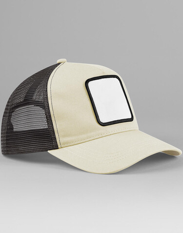 Beechfield Appliqué Patch 5 Panel Trucker, Stone/Shadow Grey, One Size bedrucken, Art.-Nr. 134690670