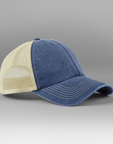 Beechfield 6 Panel Vintage Trucker, Vintage Denim/Stone, One Size bedrucken, Art.-Nr. 136692690