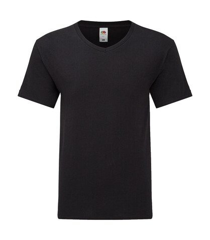 Fruit of the Loom Iconic 150 V Neck T, Black, 4XL bedrucken, Art.-Nr. 145011018
