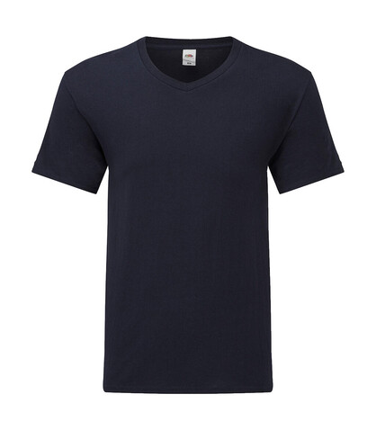 Fruit of the Loom Iconic 150 V Neck T, Deep Navy, XL bedrucken, Art.-Nr. 145012025