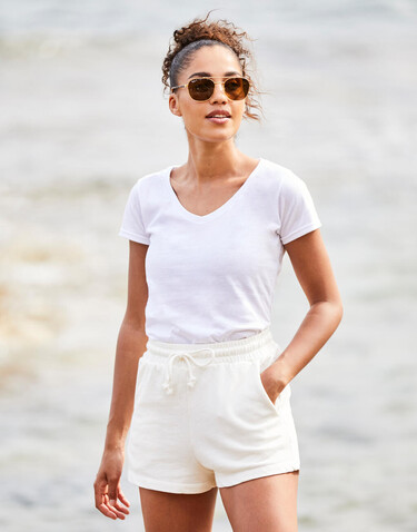 Fruit of the Loom Ladies` Iconic 150 V Neck T, Powder Rose, XS bedrucken, Art.-Nr. 146014152