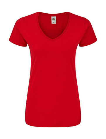 Fruit of the Loom Ladies` Iconic 150 V Neck T, Red, S bedrucken, Art.-Nr. 146014003