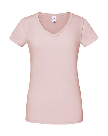 Fruit of the Loom Ladies` Iconic 150 V Neck T, Powder Rose, XL bedrucken, Art.-Nr. 146014156