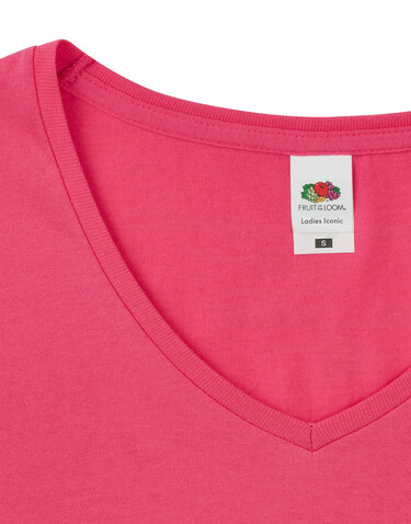 Fruit of the Loom Ladies` Iconic 150 V Neck T, Red, S bedrucken, Art.-Nr. 146014003