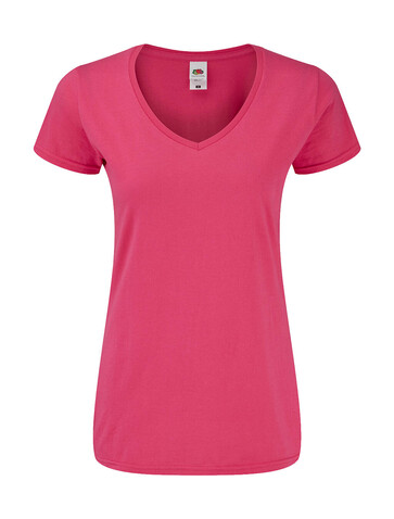 Fruit of the Loom Ladies` Iconic 150 V Neck T, Fuchsia, L bedrucken, Art.-Nr. 146014395