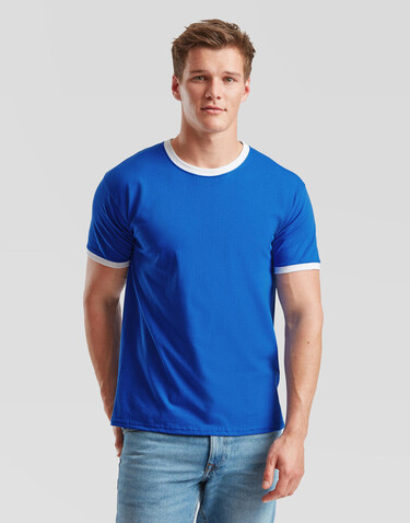 Fruit of the Loom Ringer T, Royal/White, 3XL bedrucken, Art.-Nr. 161013538