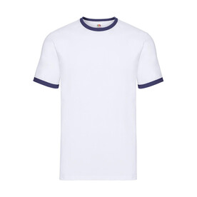 Fruit of the Loom Ringer T, White/Navy, S bedrucken, Art.-Nr. 161010523 Fruit of the Loom Ringer T, White/Navy, S bedrucken, Art.-Nr. 161010523