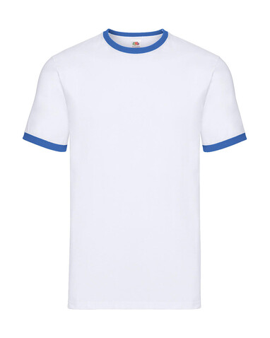 Fruit of the Loom Ringer T, White/Royal, 2XL bedrucken, Art.-Nr. 161010537