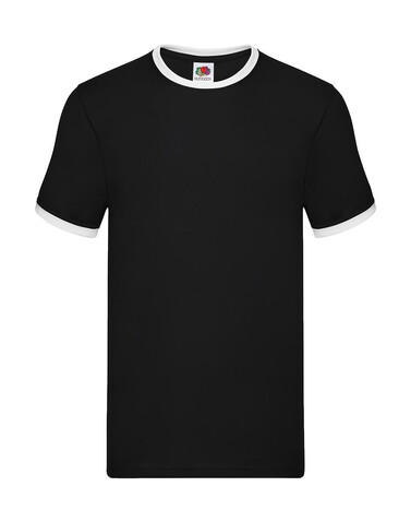 Fruit of the Loom Ringer T, Black/White, 3XL bedrucken, Art.-Nr. 161011508