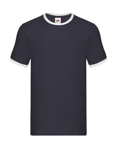 Fruit of the Loom Ringer T, Navy/White, M bedrucken, Art.-Nr. 161012524