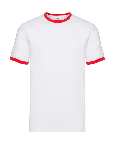 Fruit of the Loom Ringer T, White/Red, M bedrucken, Art.-Nr. 161010544 Fruit of the Loom Ringer T, White/Red, M bedrucken, Art.-Nr. 161010544