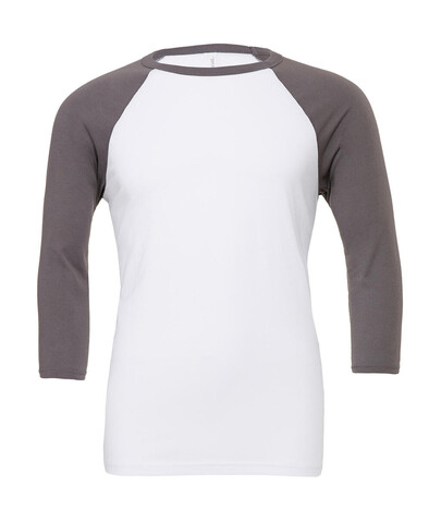 Bella Unisex 3/4 Sleeve Baseball T-Shirt, White/Deep Heather, XL bedrucken, Art.-Nr. 163060576