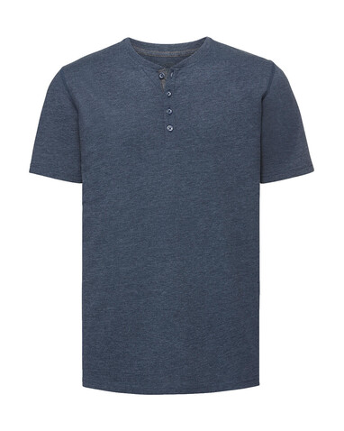 Russell Europe Men`s Henley HD T, Bright Navy Marl, XS bedrucken, Art.-Nr. 168002042