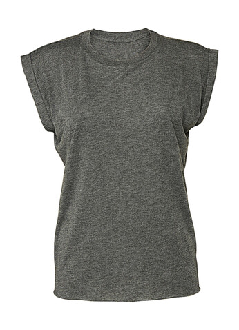 Bella Women`s Flowy Muscle Tee Rolled Cuff, Dark Grey Heather, XL bedrucken, Art.-Nr. 171061276