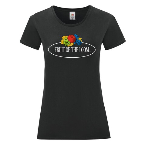 Fruit of the Loom Ladies Vintage T Large Logo Print, Black, XL bedrucken, Art.-Nr. 178011016