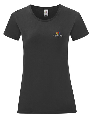 Fruit of the Loom Ladies Vintage T Small Logo Print, Black, S bedrucken, Art.-Nr. 179011013