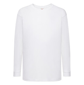 Fruit of the Loom Kids` Valueweight Long Sleeve T, White, 104 (3-4) bedrucken, Art.-Nr. 185010003