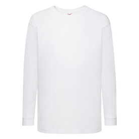 Fruit of the Loom Kids` Valueweight Long Sleeve T, White, 104 (3-4) bedrucken, Art.-Nr. 185010003