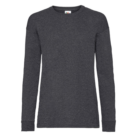 Fruit of the Loom Kids` Valueweight Long Sleeve T, Dark Heather Grey, 140 (9-11) bedrucken, Art.-Nr. 185011266