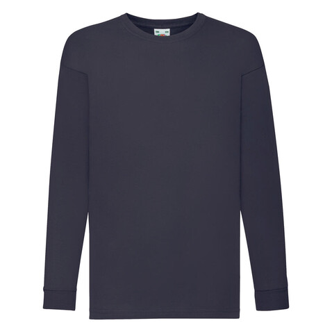 Fruit of the Loom Kids` Valueweight Long Sleeve T, Deep Navy, 116 (5-6) bedrucken, Art.-Nr. 185012024
