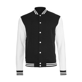 Build Your Brand Sweat College Jacket, Black/White, S bedrucken, Art.-Nr. 201391501