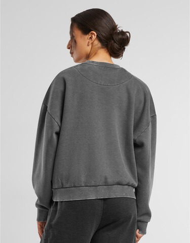 Build Your Brand Ladies Vintage Heavy Crewneck, Black, XS bedrucken, Art.-Nr. 209391010