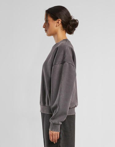 Build Your Brand Ladies Vintage Heavy Crewneck, Black, XS bedrucken, Art.-Nr. 209391010