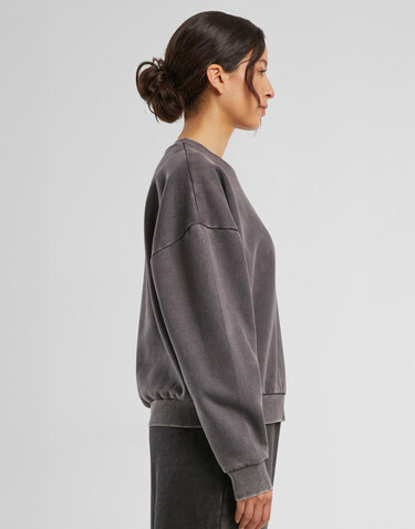 Build Your Brand Ladies Vintage Heavy Crewneck, Black, XS bedrucken, Art.-Nr. 209391010