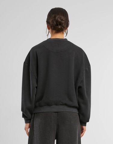 Build Your Brand Ladies Vintage Heavy Crewneck, Black, XS bedrucken, Art.-Nr. 209391010