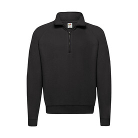 Fruit of the Loom Classic Zip Neck Sweat, Black, S bedrucken, Art.-Nr. 210011013