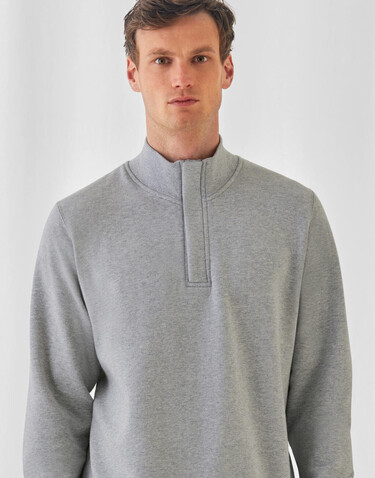 B &amp; C ID.004 Cotton Rich 1/4 Zip Sweat, Heather Grey, 3XL bedrucken, Art.-Nr. 210421238