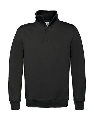 B &amp; C ID.004 Cotton Rich 1/4 Zip Sweat, Black, 2XL bedrucken, Art.-Nr. 210421017