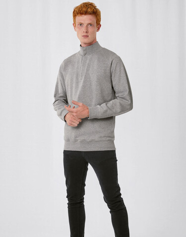 B &amp; C ID.004 Cotton Rich 1/4 Zip Sweat, White, M bedrucken, Art.-Nr. 210420004