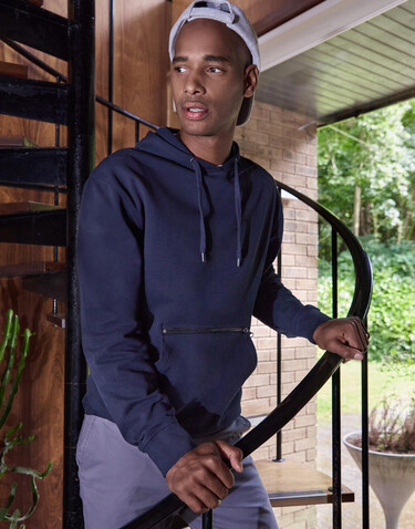 Kustom Kit Pique Hoodie with Zipped Pocket, Navy, XL bedrucken, Art.-Nr. 214112005