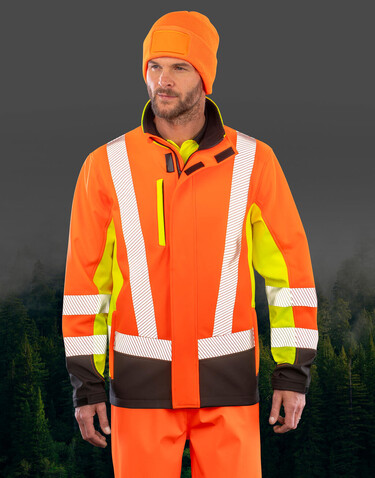Result Recycled 3-Layer Printable 3-Tone Safety Softshell, Fluo Yellow/Fluo Orange/Black, S bedrucken, Art.-Nr. 217336812