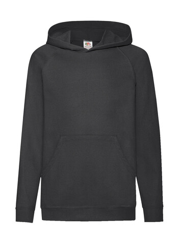 Fruit of the Loom Kids` Lightweight Hooded Sweat, Black, 152 (12-13) bedrucken, Art.-Nr. 218011017