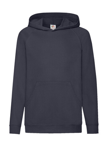 Fruit of the Loom Kids` Lightweight Hooded Sweat, Deep Navy, 128 (7-8) bedrucken, Art.-Nr. 218012025