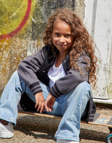 SG Originals Varsity Jacket Kids, Dark Black/Light Oxford, 140 (9-10/XL) bedrucken, Art.-Nr. 218521546
