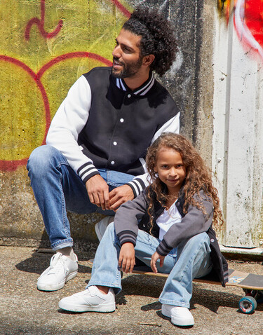 SG Originals Varsity Jacket Kids, Dark Black/Grey, 140 (9-10/XL) bedrucken, Art.-Nr. 218521526